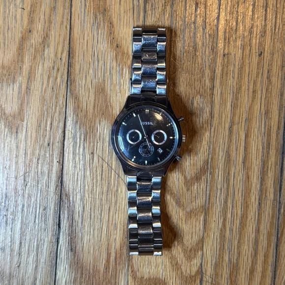 Fossil Other - Fossil FS-4642 Mens Chronograph Black Dial Stainless Steel Bracelet Watch 5ATM